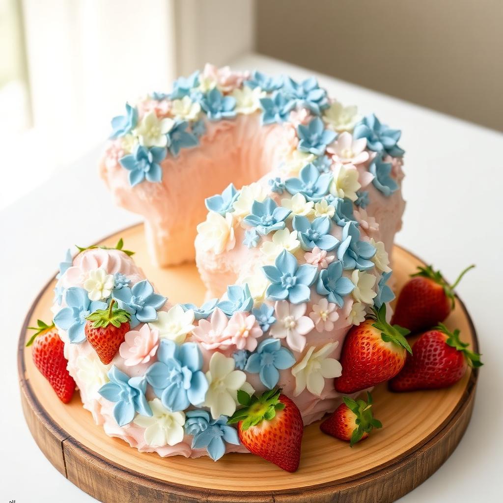 Bolo de número com flores pastel